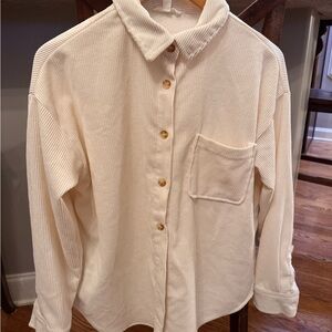 Relaxed Fit Corduroy Cream Button Down Shirt, Sz small boutique  By The River